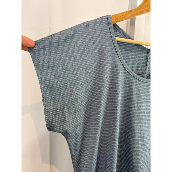 EDDIE BAUER XL Dolman Short Sleeve Performance Tee Scoop Neck Ruched Side Blue - Picture 4 of 7